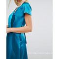 Closet Cap Sleeve Satin MIDI V-Neck Dress